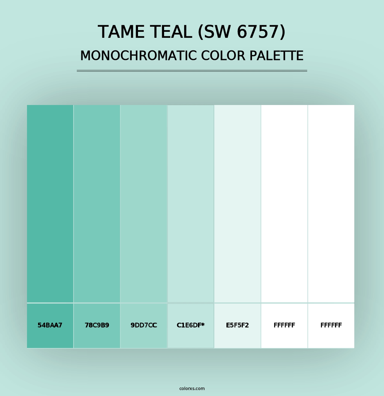 Tame Teal (SW 6757) - Monochromatic Color Palette