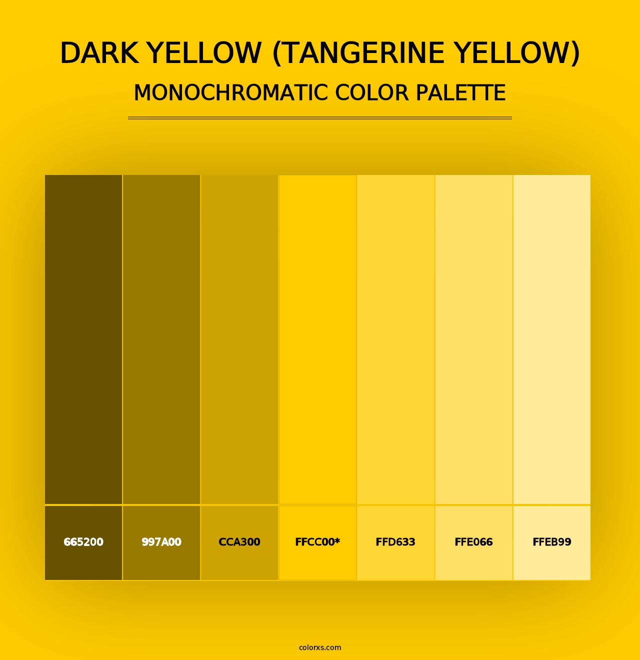 Dark Yellow (Tangerine Yellow) - Monochromatic Color Palette