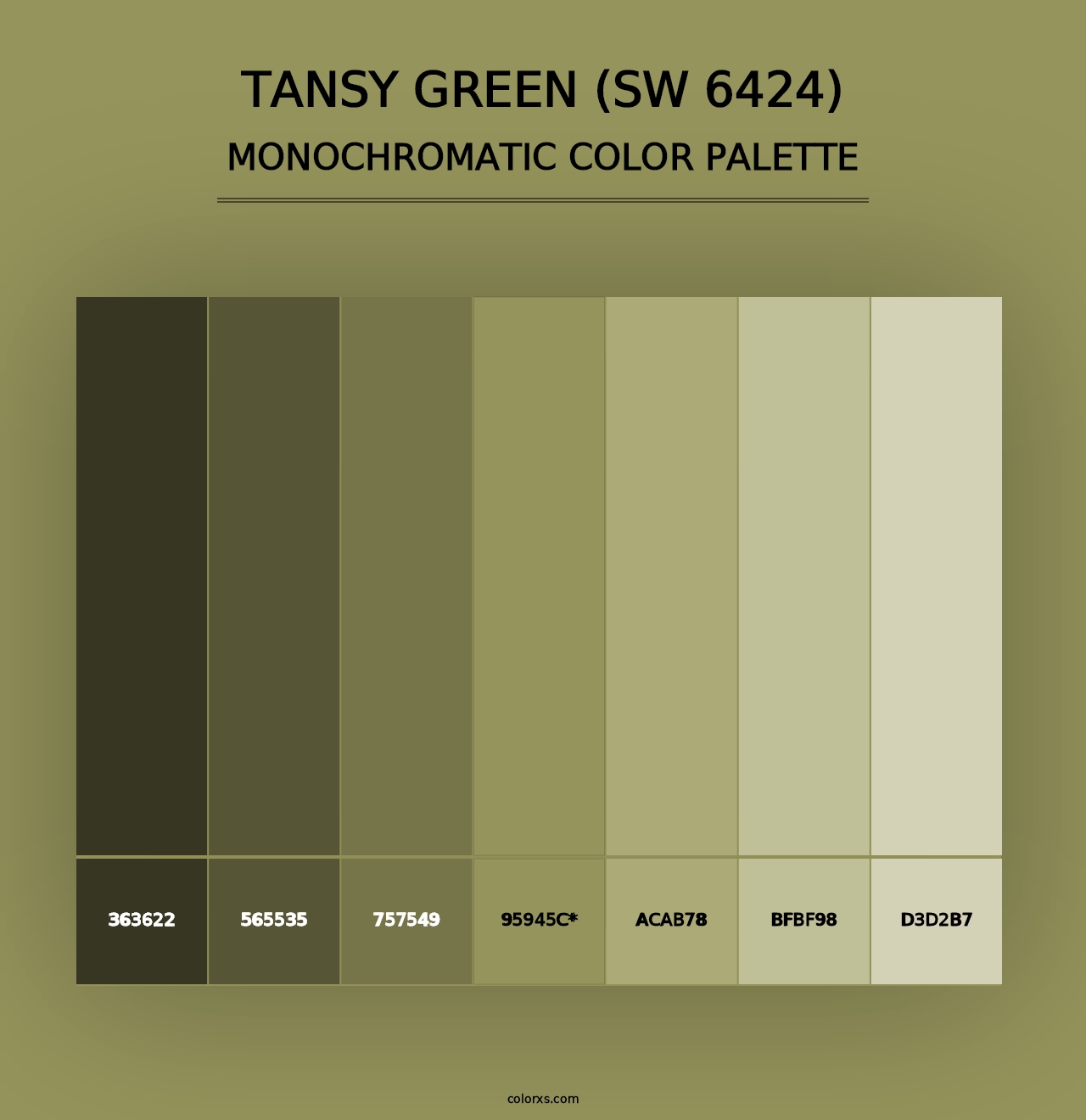 Tansy Green (SW 6424) - Monochromatic Color Palette