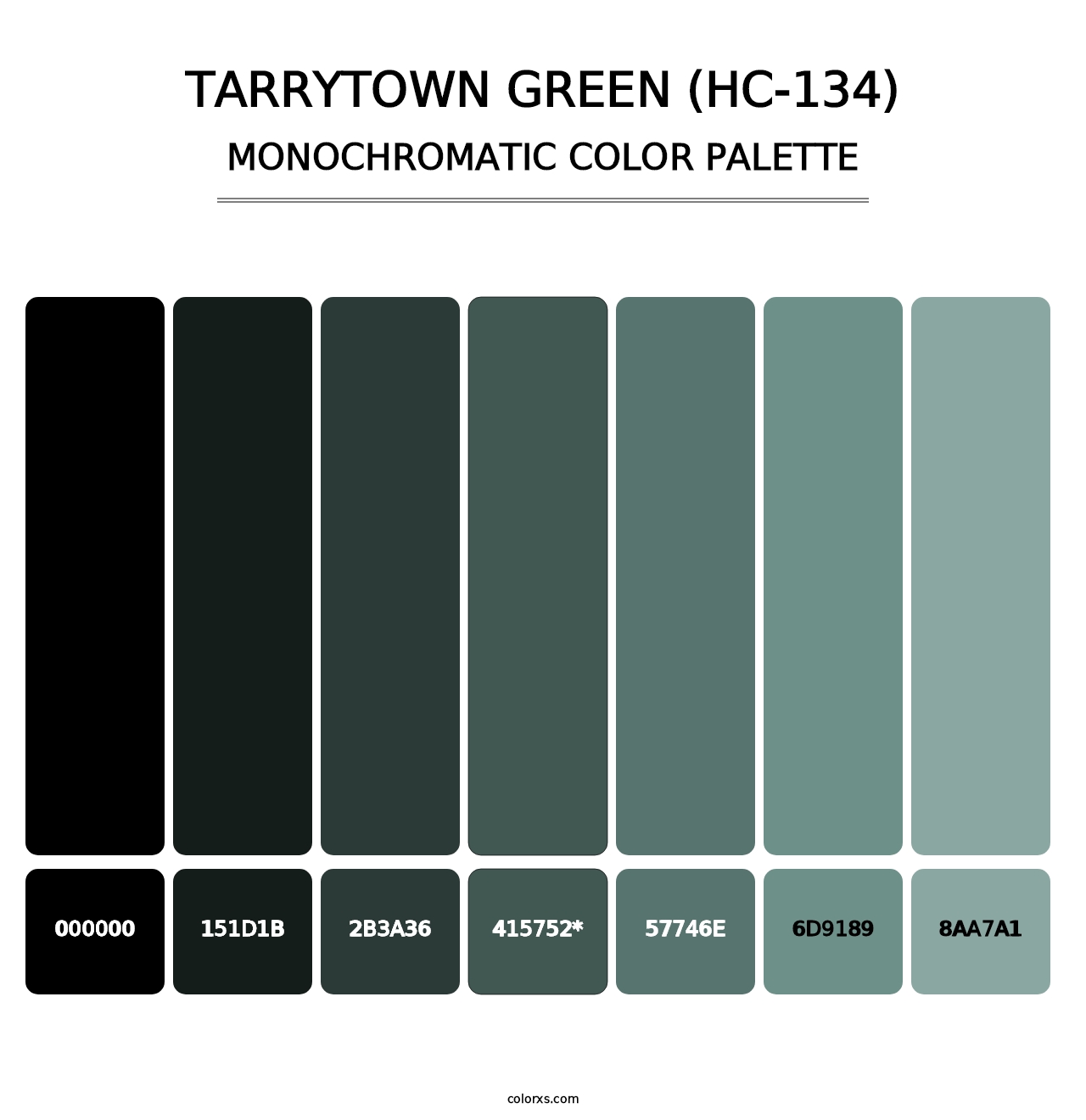 Tarrytown Green (HC-134) - Monochromatic Color Palette