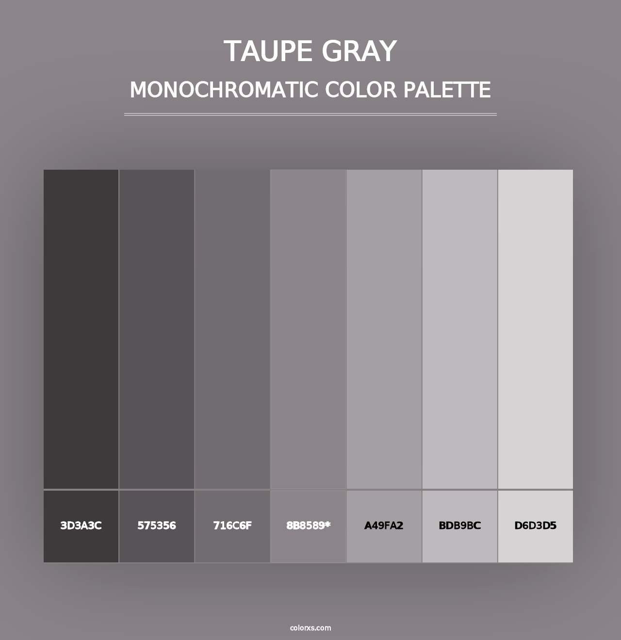 Taupe Gray - Monochromatic Color Palette