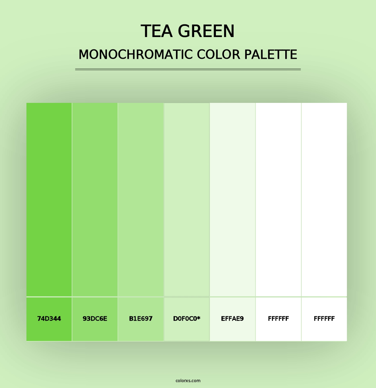 Tea Green - Monochromatic Color Palette