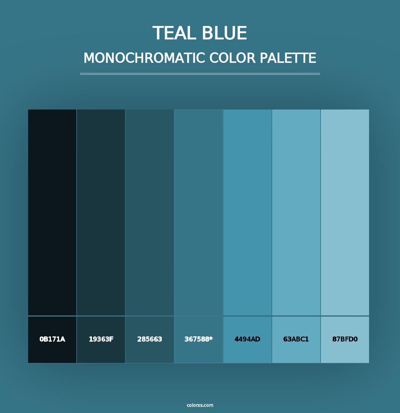 Teal Blue - Monochromatic Color Palette