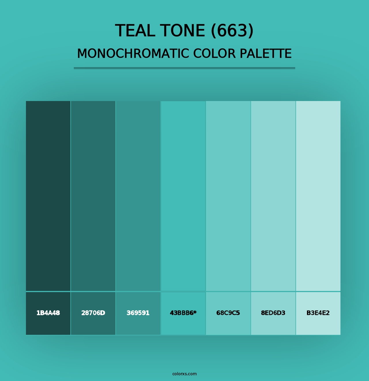 Teal Tone (663) - Monochromatic Color Palette