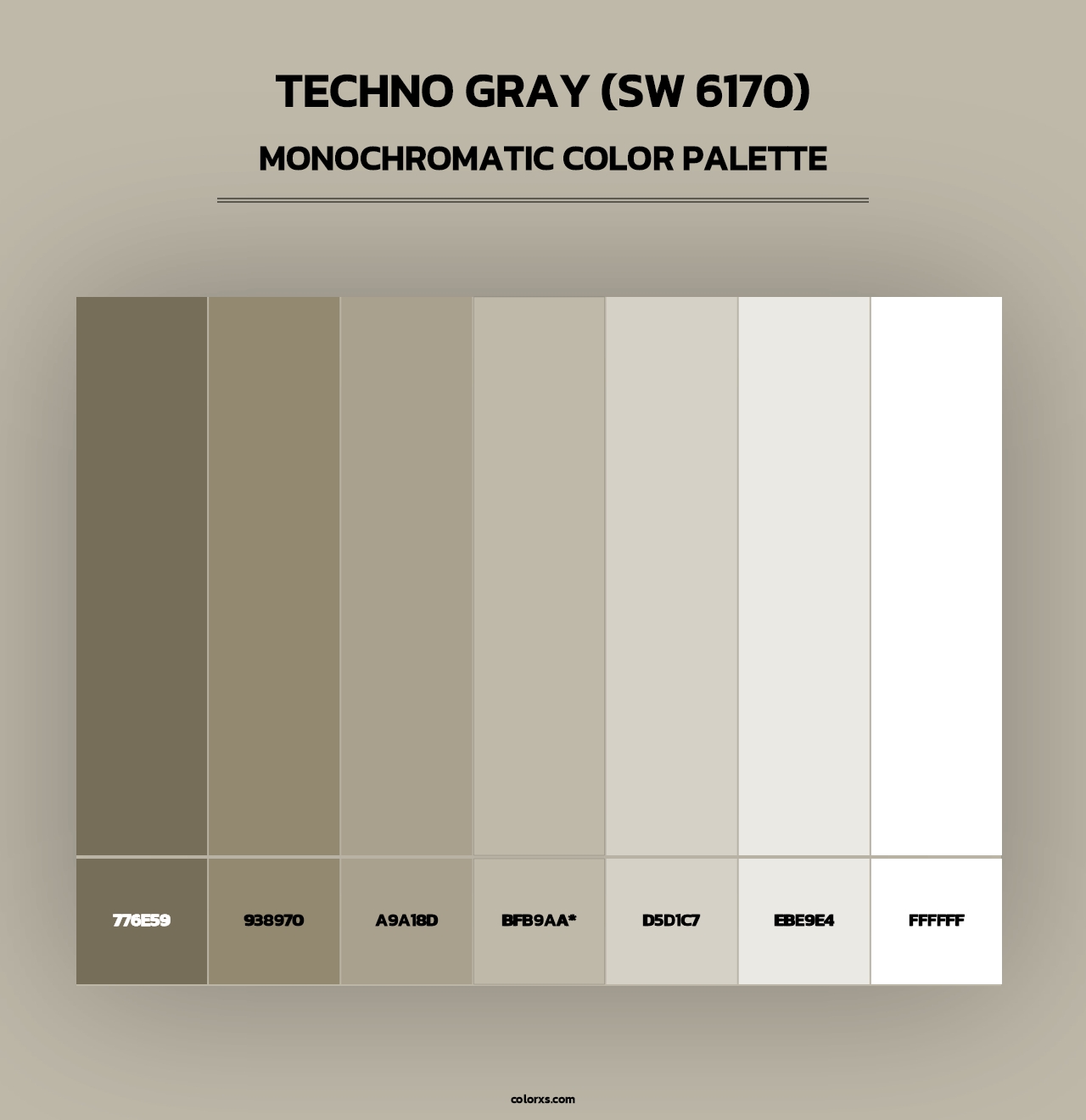 Techno Gray (SW 6170) - Monochromatic Color Palette