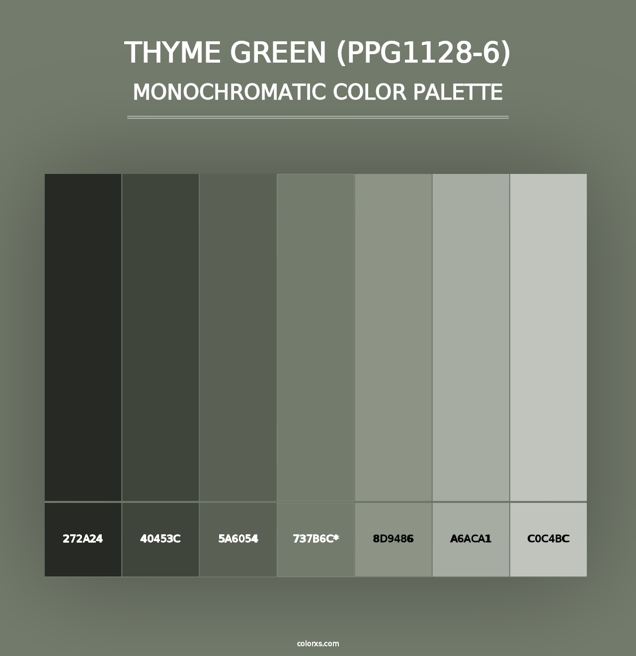 Thyme Green (PPG1128-6) - Monochromatic Color Palette