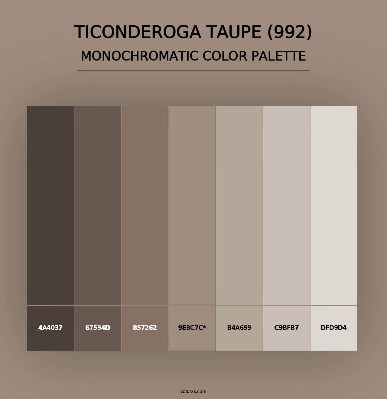 Ticonderoga Taupe (992) - Monochromatic Color Palette