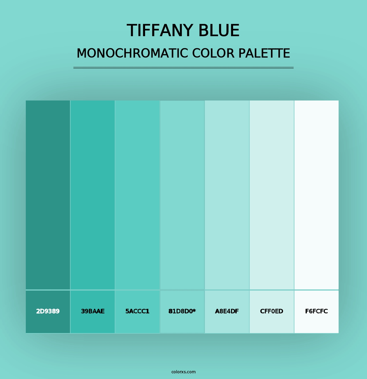 Tiffany Blue - Monochromatic Color Palette