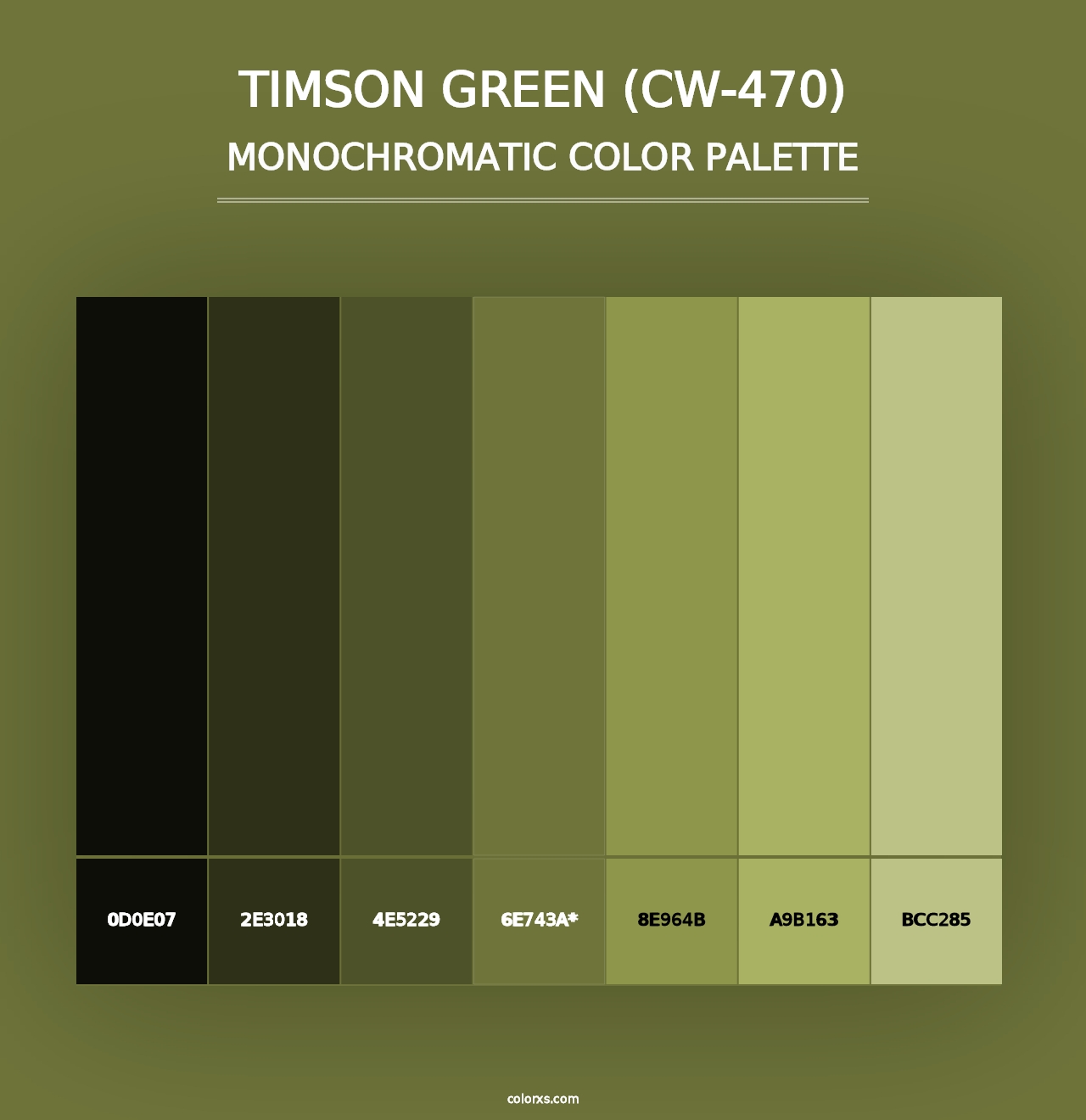 Timson Green (CW-470) - Monochromatic Color Palette