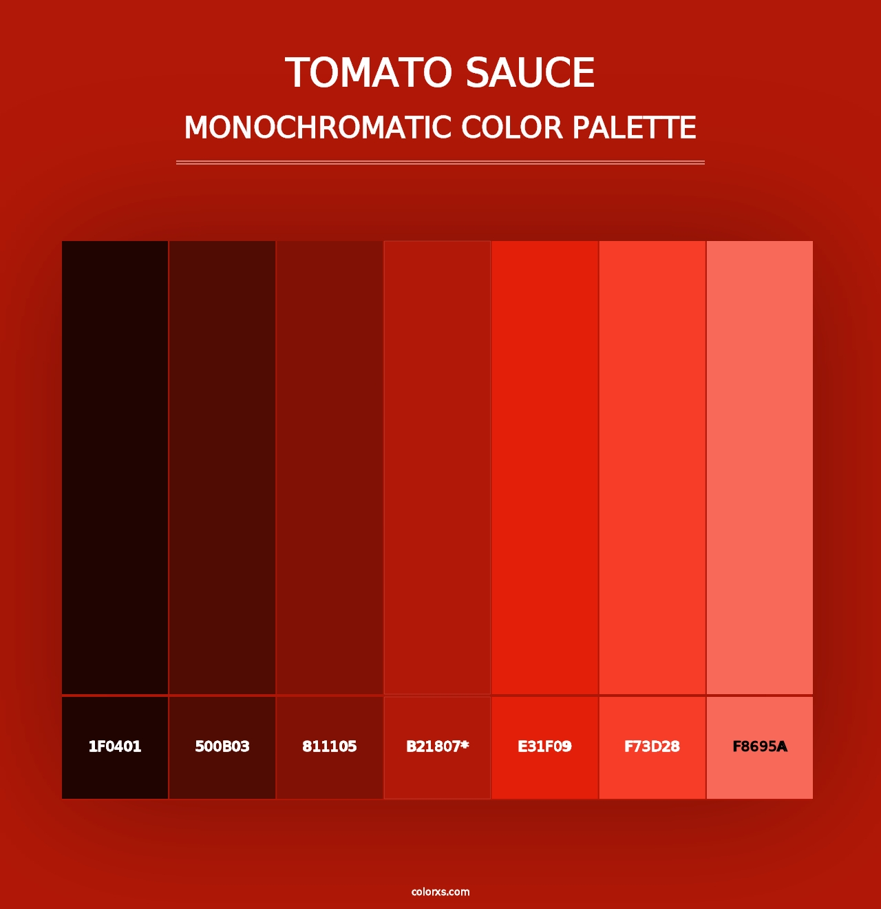 Tomato Sauce - Monochromatic Color Palette