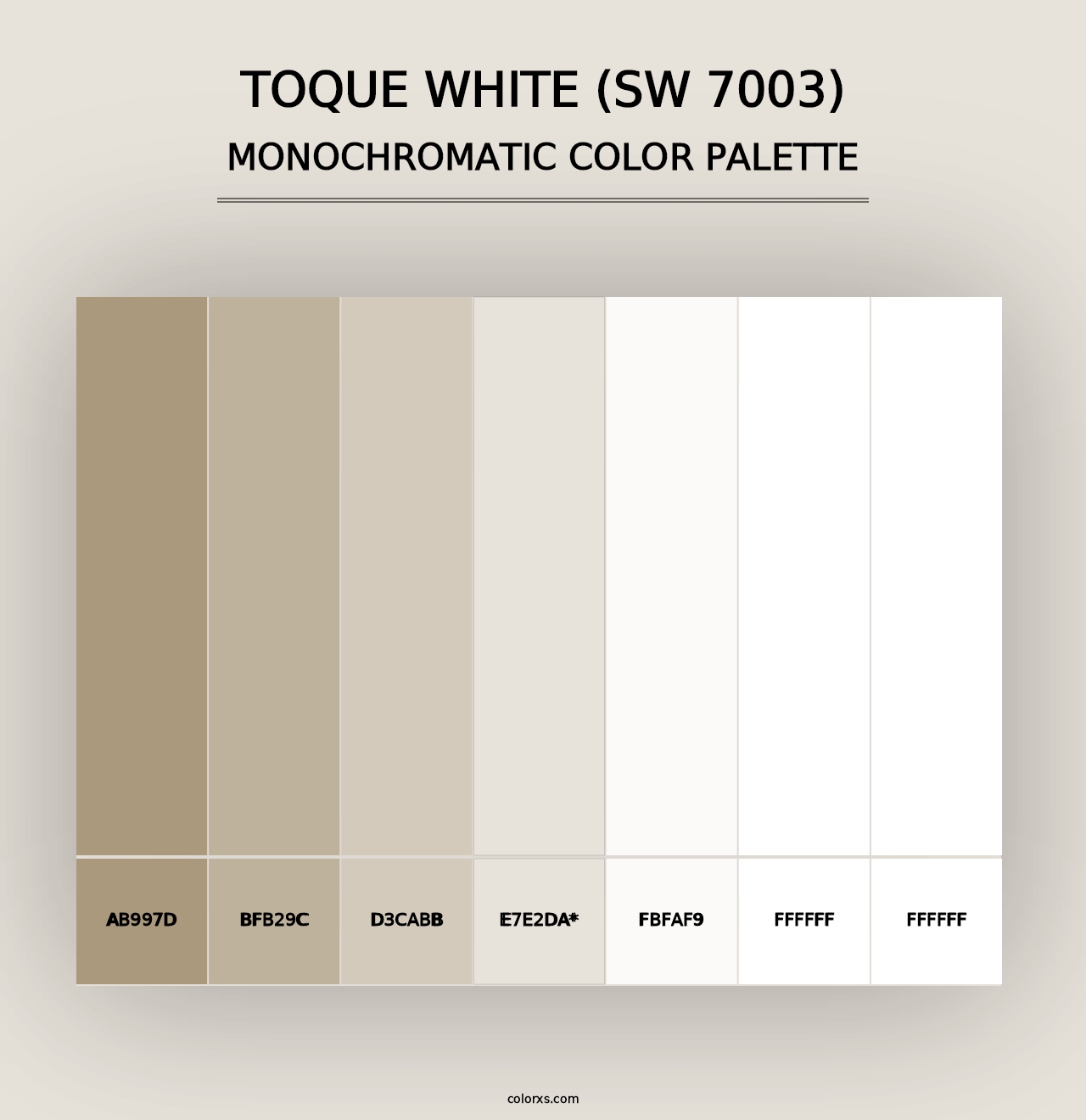 Toque White (SW 7003) - Monochromatic Color Palette