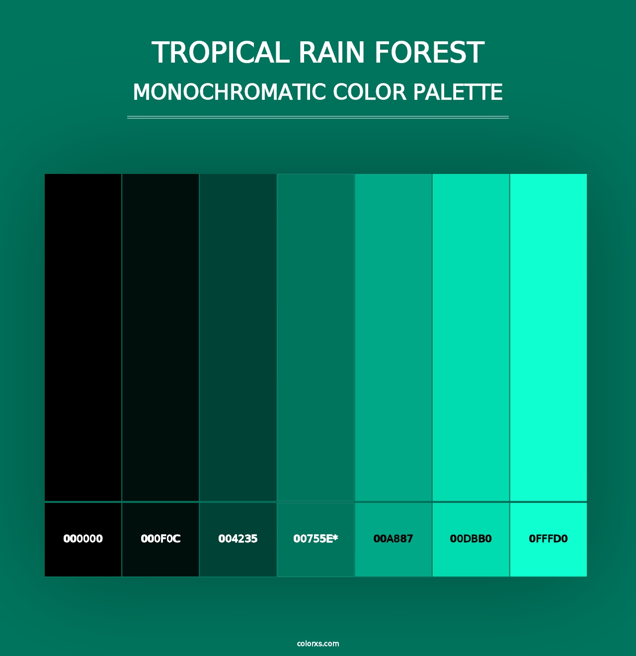 Tropical Rain Forest - Monochromatic Color Palette