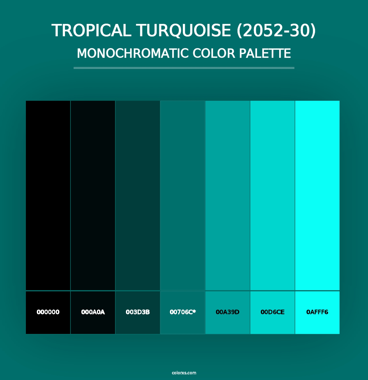 Tropical Turquoise (2052-30) - Monochromatic Color Palette