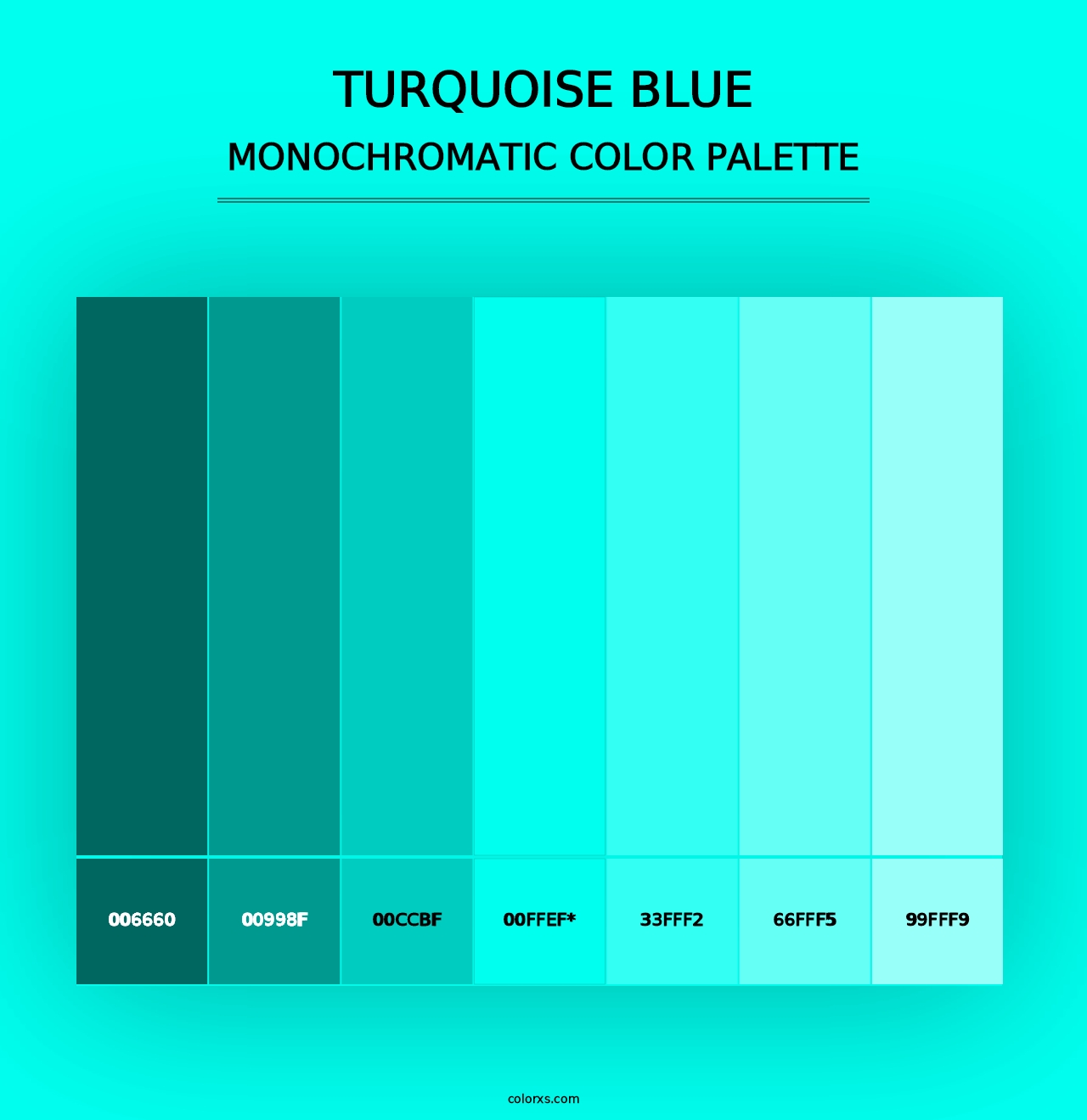 Turquoise Blue - Monochromatic Color Palette