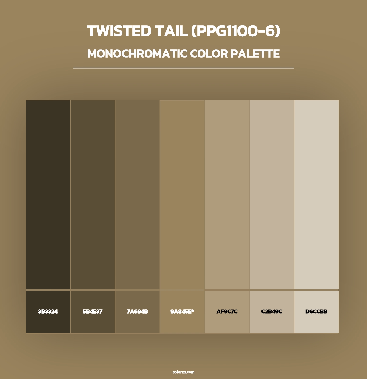 Twisted Tail (PPG1100-6) - Monochromatic Color Palette