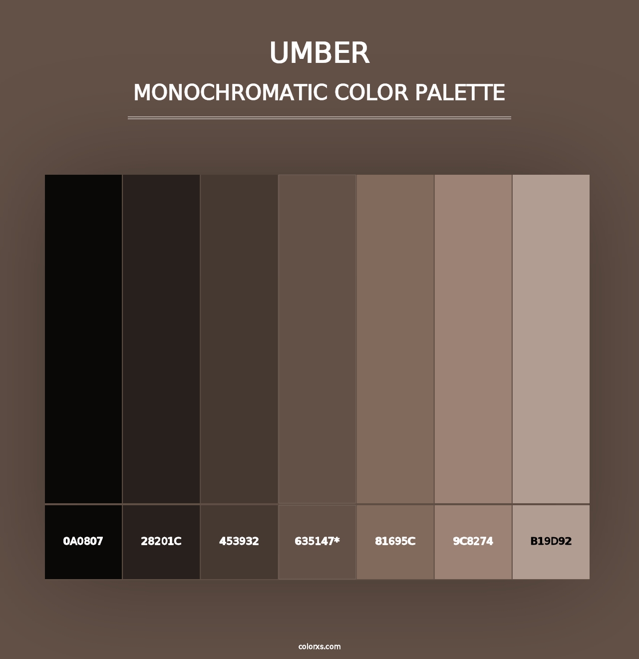 Umber - Monochromatic Color Palette