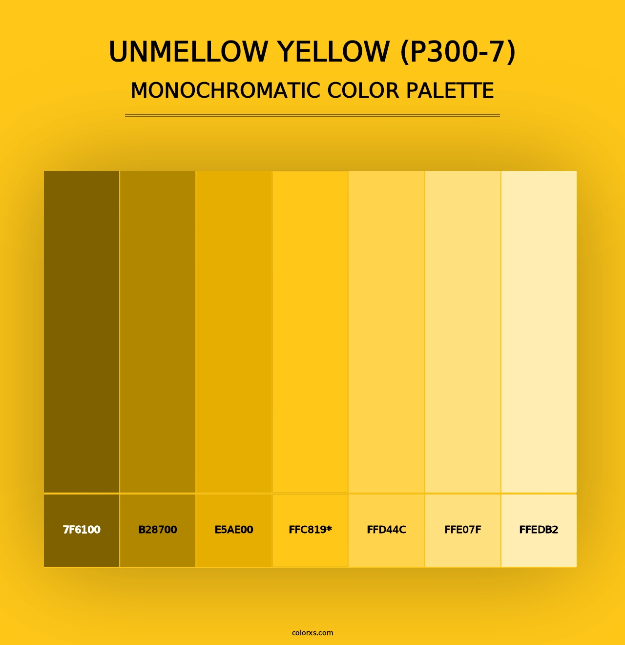 Unmellow Yellow (P300-7) - Monochromatic Color Palette