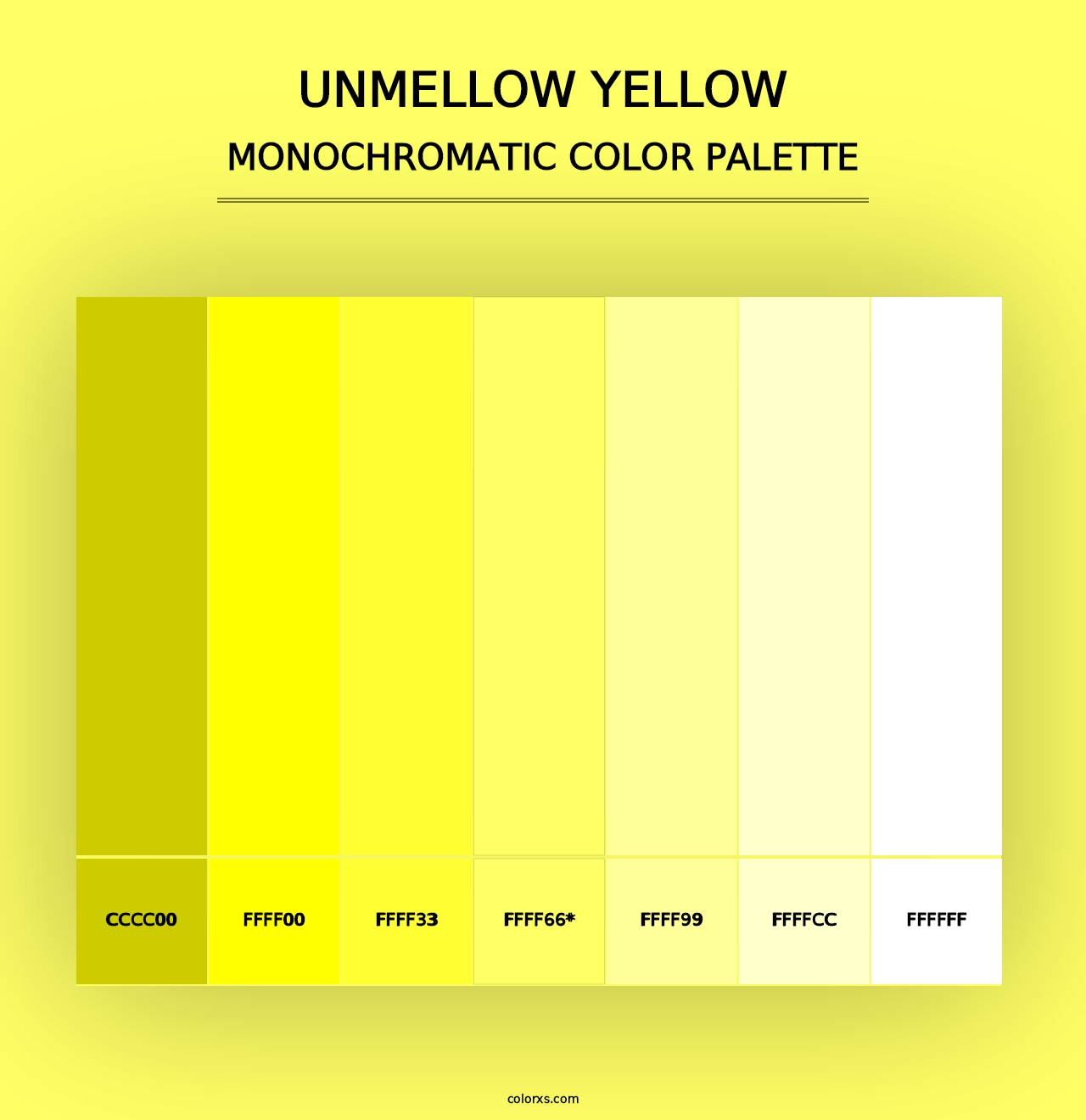 Unmellow Yellow - Monochromatic Color Palette