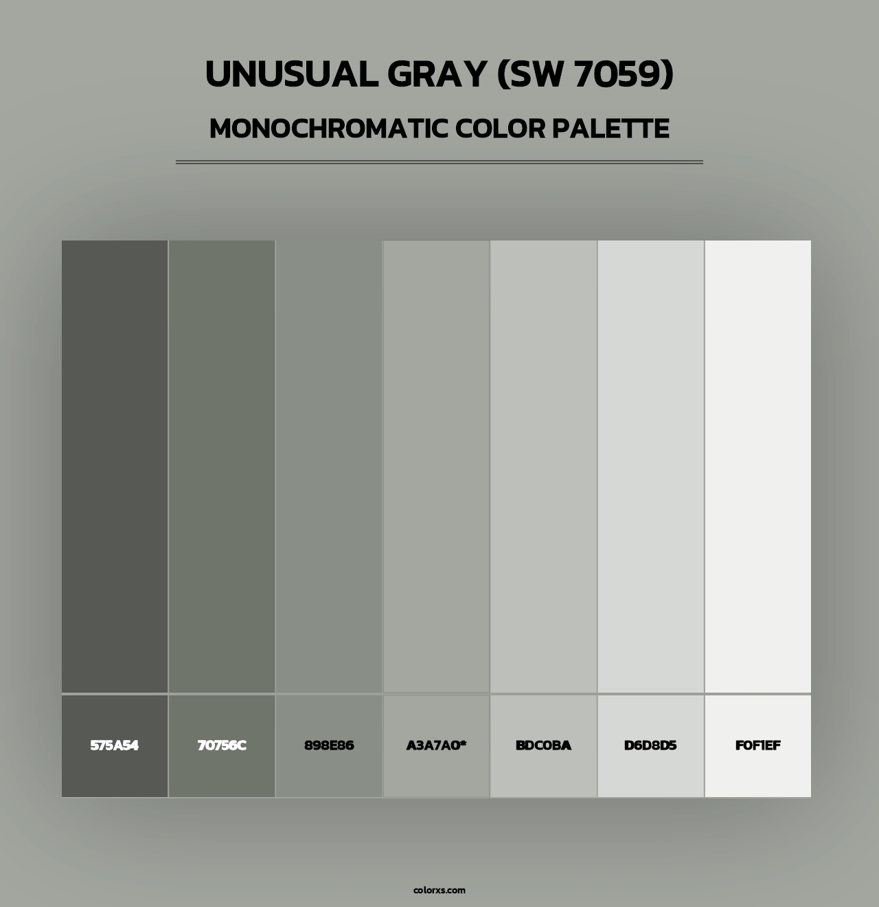 Unusual Gray (SW 7059) - Monochromatic Color Palette