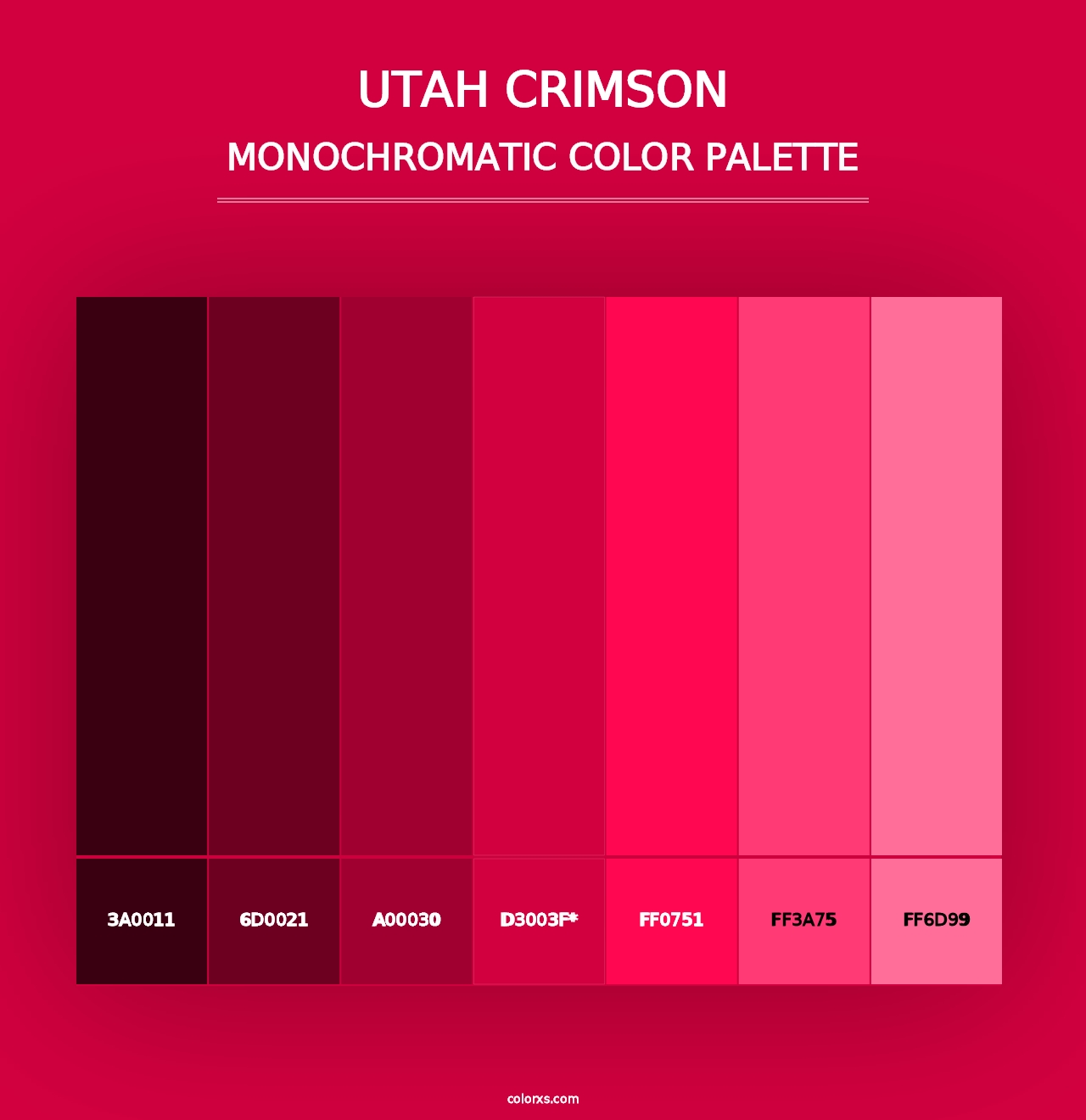 Utah Crimson - Monochromatic Color Palette