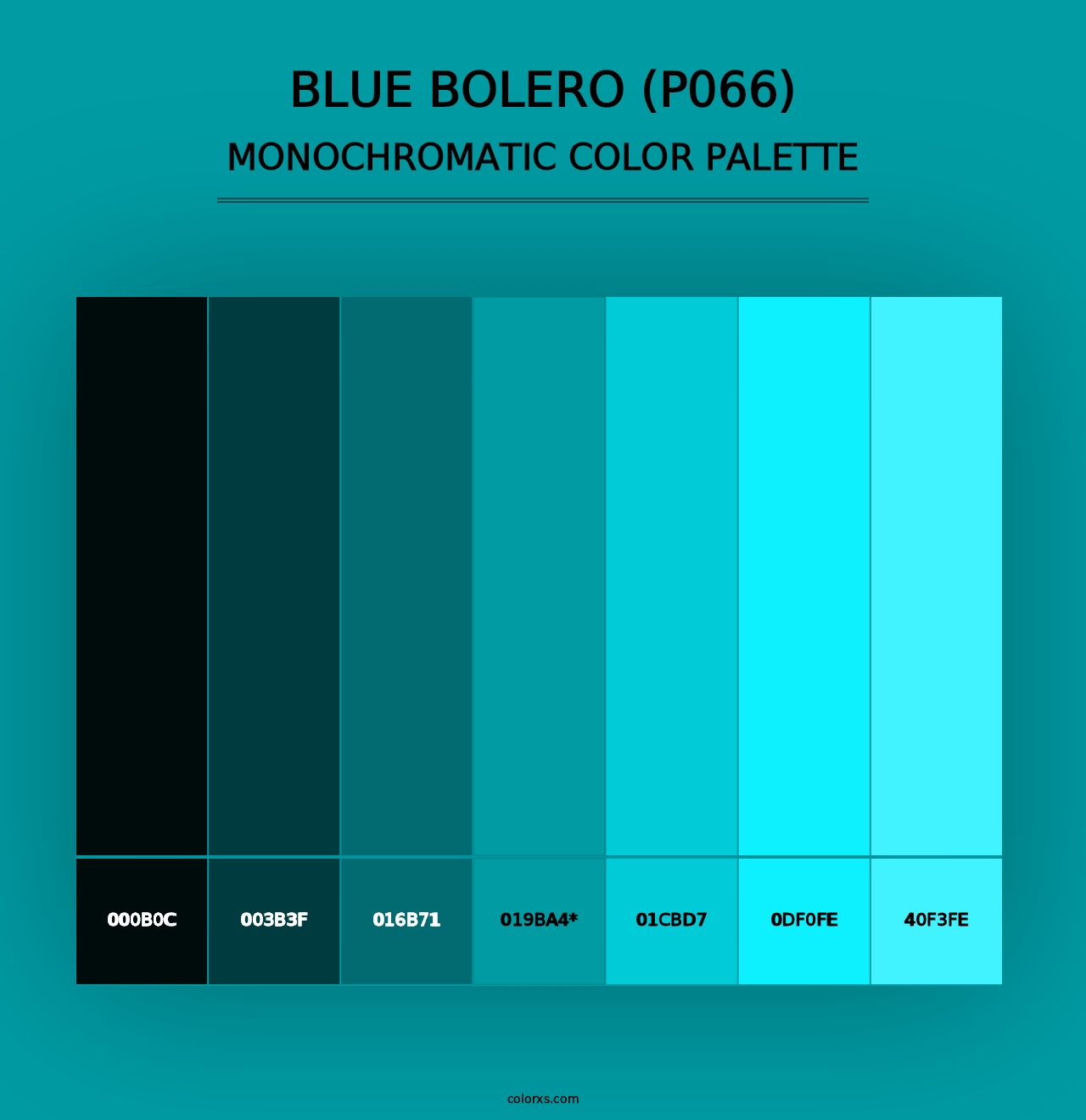 Blue Bolero (P066) - Monochromatic Color Palette