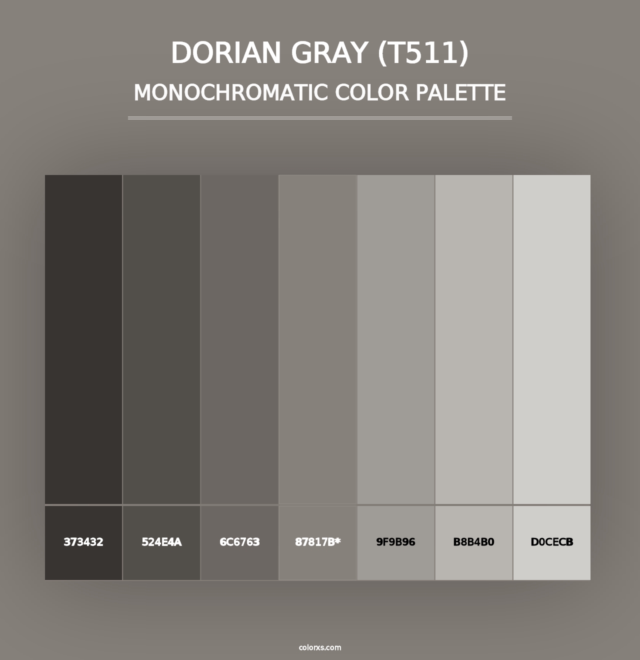 Dorian Gray (T511) - Monochromatic Color Palette