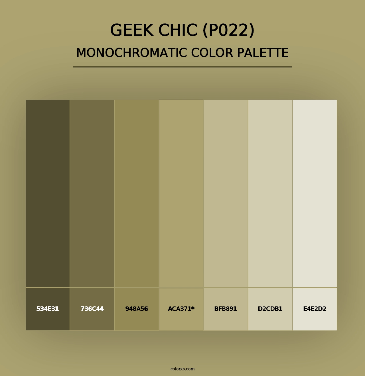 Geek Chic (P022) - Monochromatic Color Palette