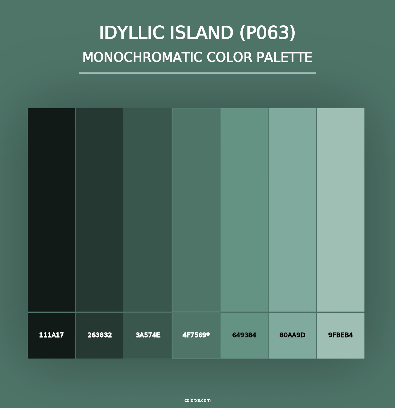 Idyllic Island (P063) - Monochromatic Color Palette