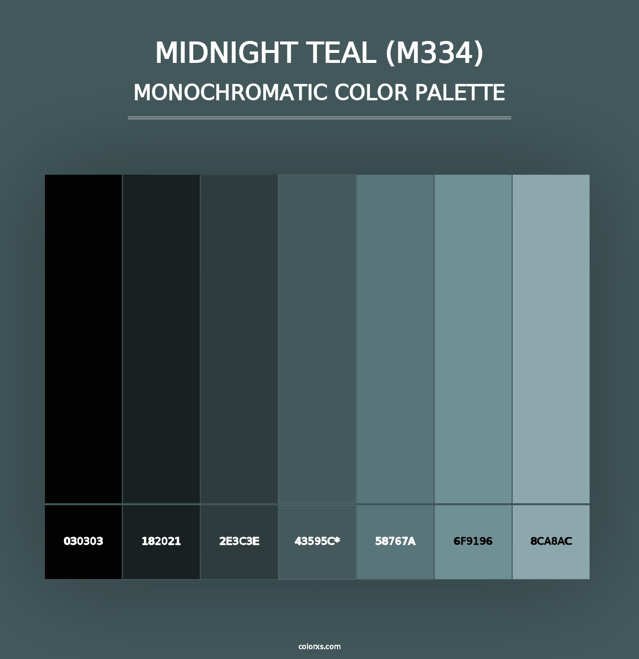 Midnight Teal (M334) - Monochromatic Color Palette