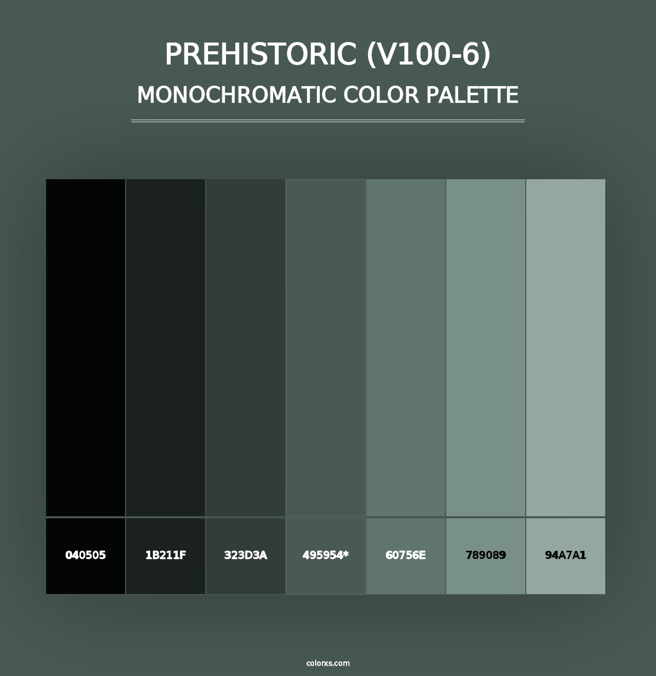 Prehistoric (V100-6) - Monochromatic Color Palette