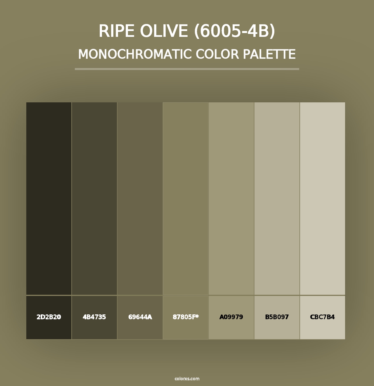 Ripe Olive (6005-4B) - Monochromatic Color Palette