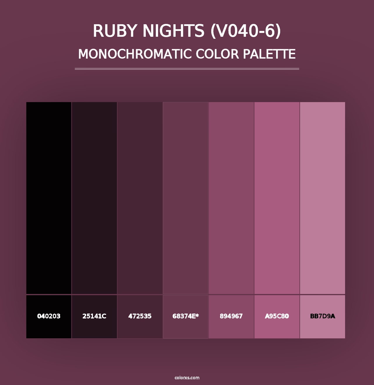 Ruby Nights (V040-6) - Monochromatic Color Palette