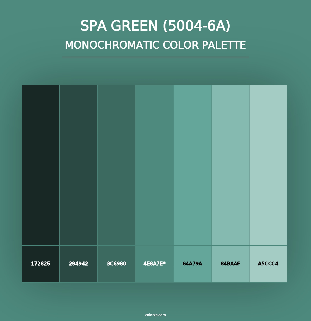 Spa Green (5004-6A) - Monochromatic Color Palette