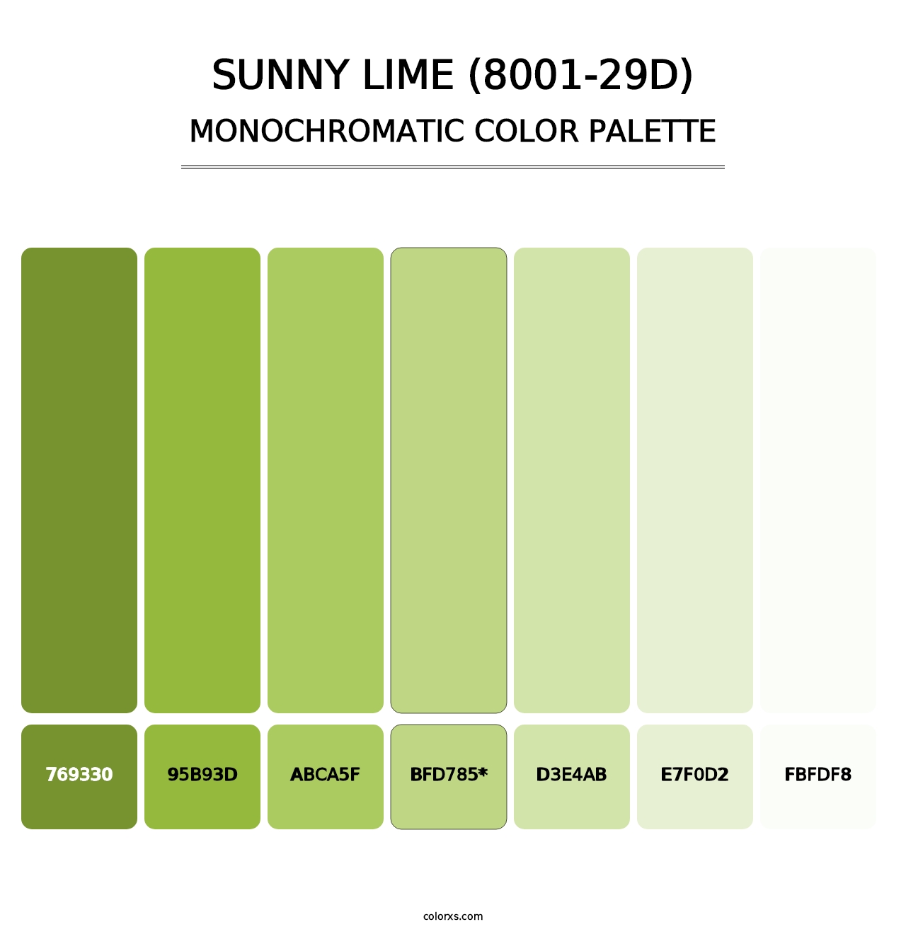 Sunny Lime (8001-29D) - Monochromatic Color Palette