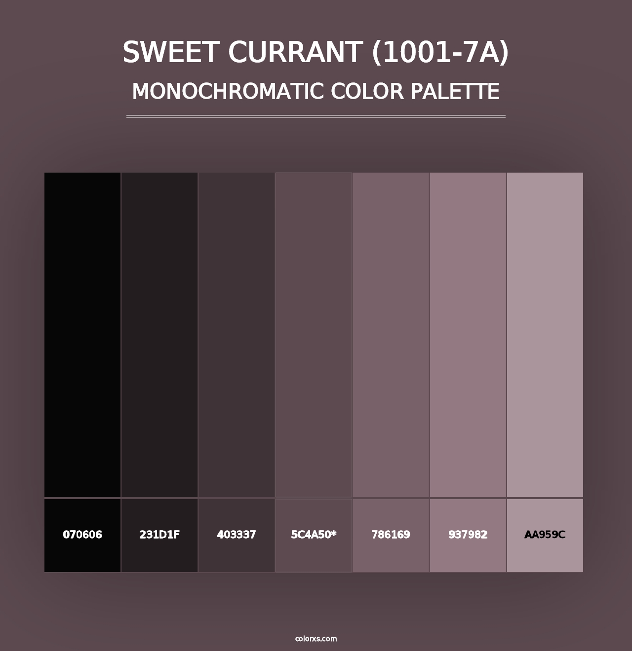 Sweet Currant (1001-7A) - Monochromatic Color Palette