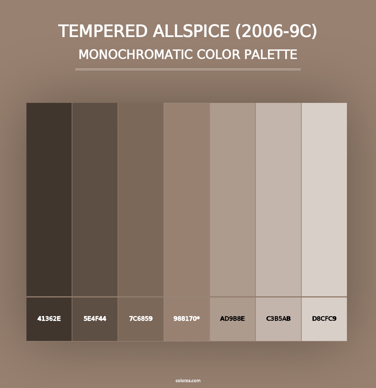 Tempered Allspice (2006-9C) - Monochromatic Color Palette