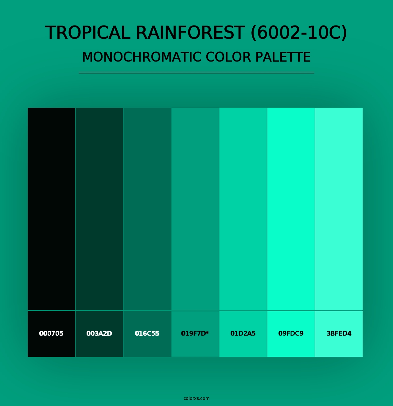 Tropical Rainforest (6002-10C) - Monochromatic Color Palette