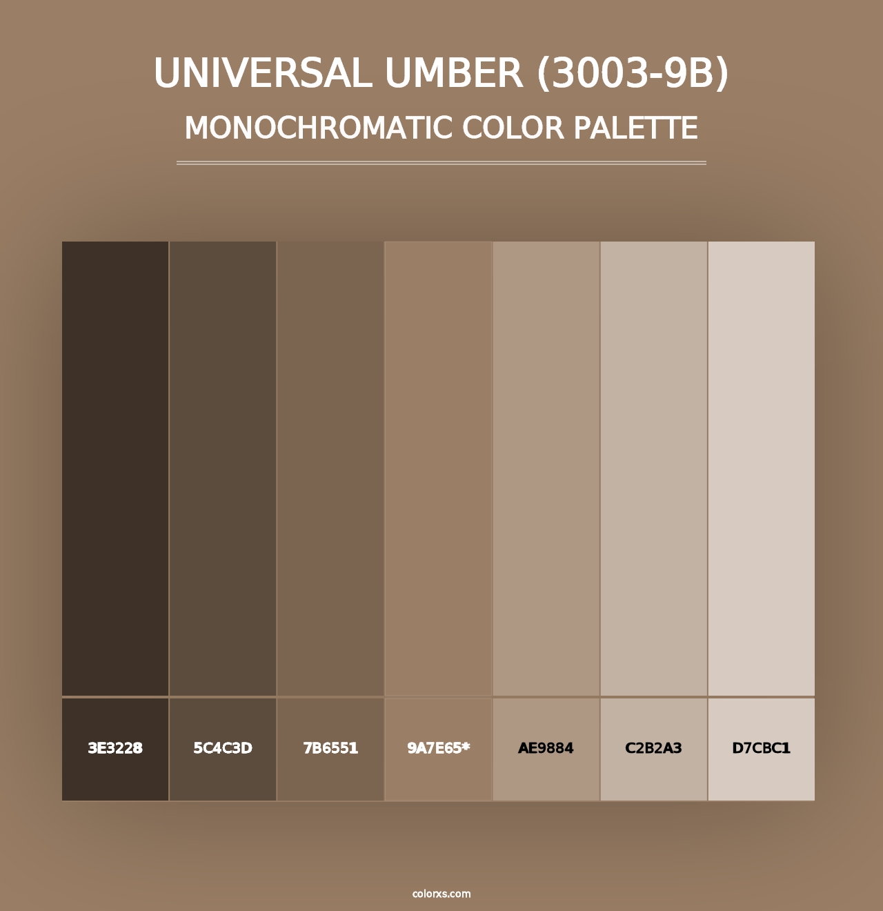 Universal Umber (3003-9B) - Monochromatic Color Palette