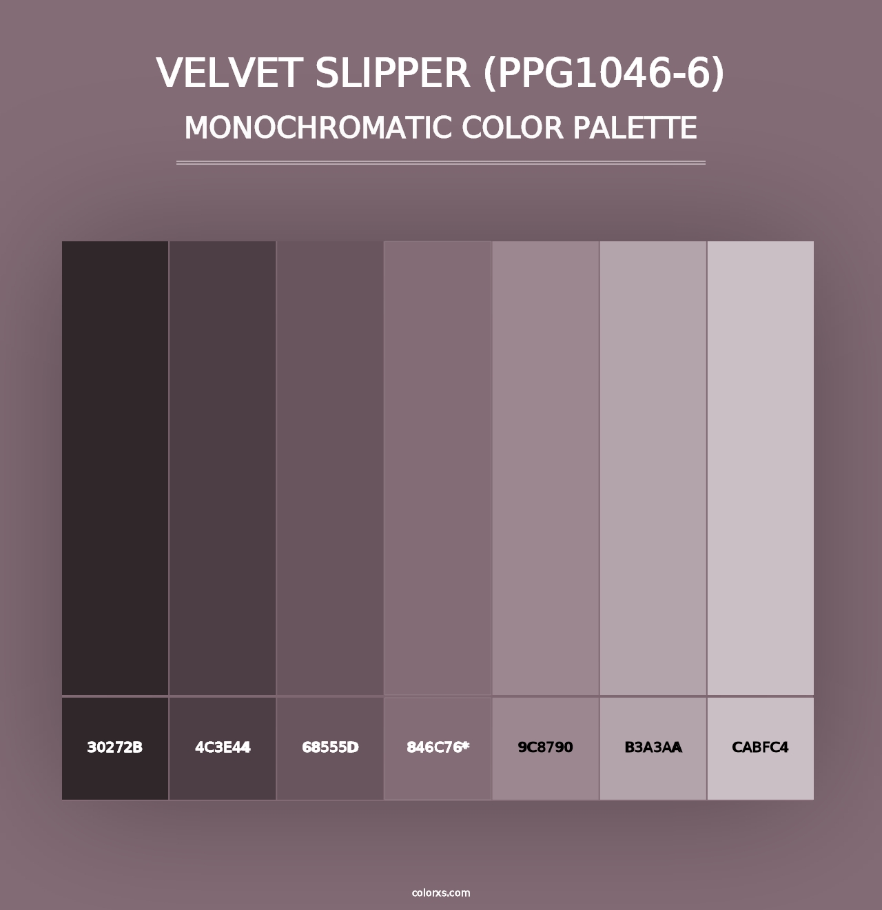 Velvet Slipper (PPG1046-6) - Monochromatic Color Palette