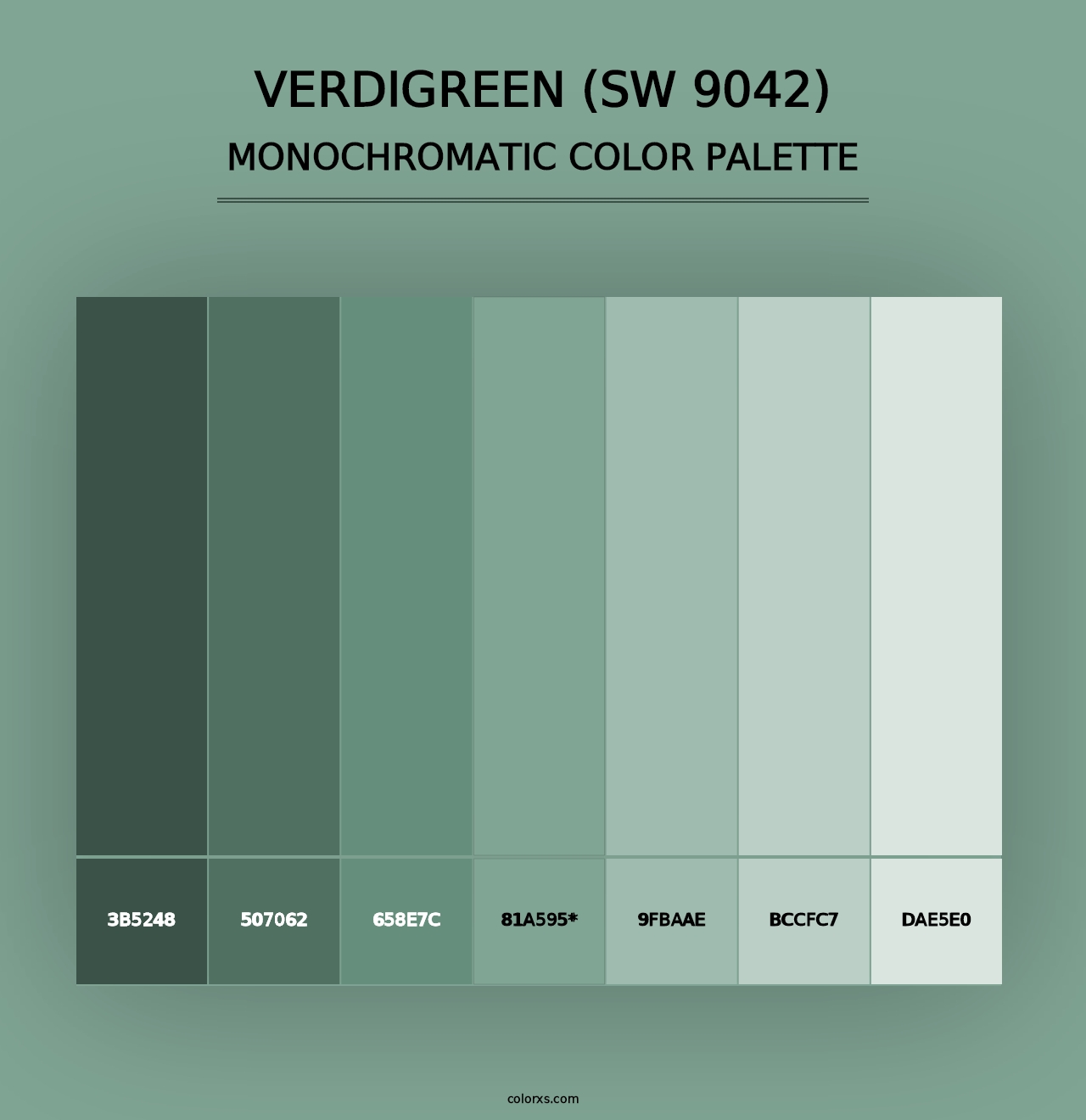 Verdigreen (SW 9042) - Monochromatic Color Palette