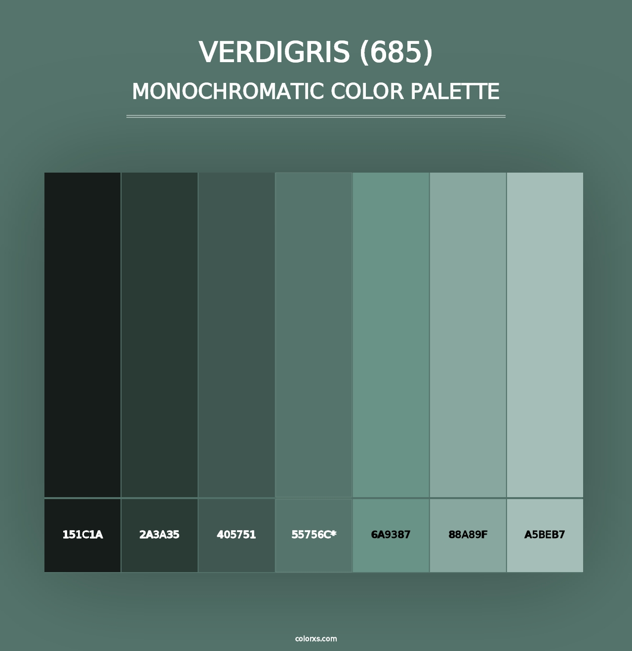 Verdigris (685) - Monochromatic Color Palette