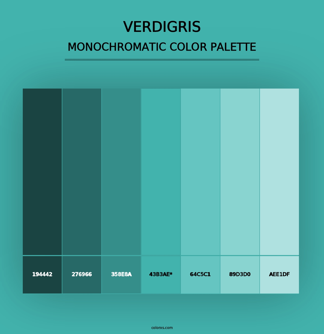 Verdigris - Monochromatic Color Palette