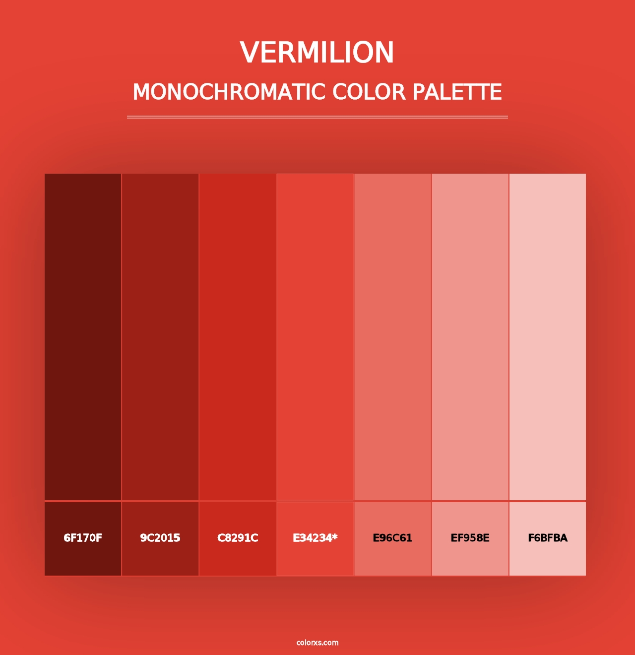 Vermilion - Monochromatic Color Palette