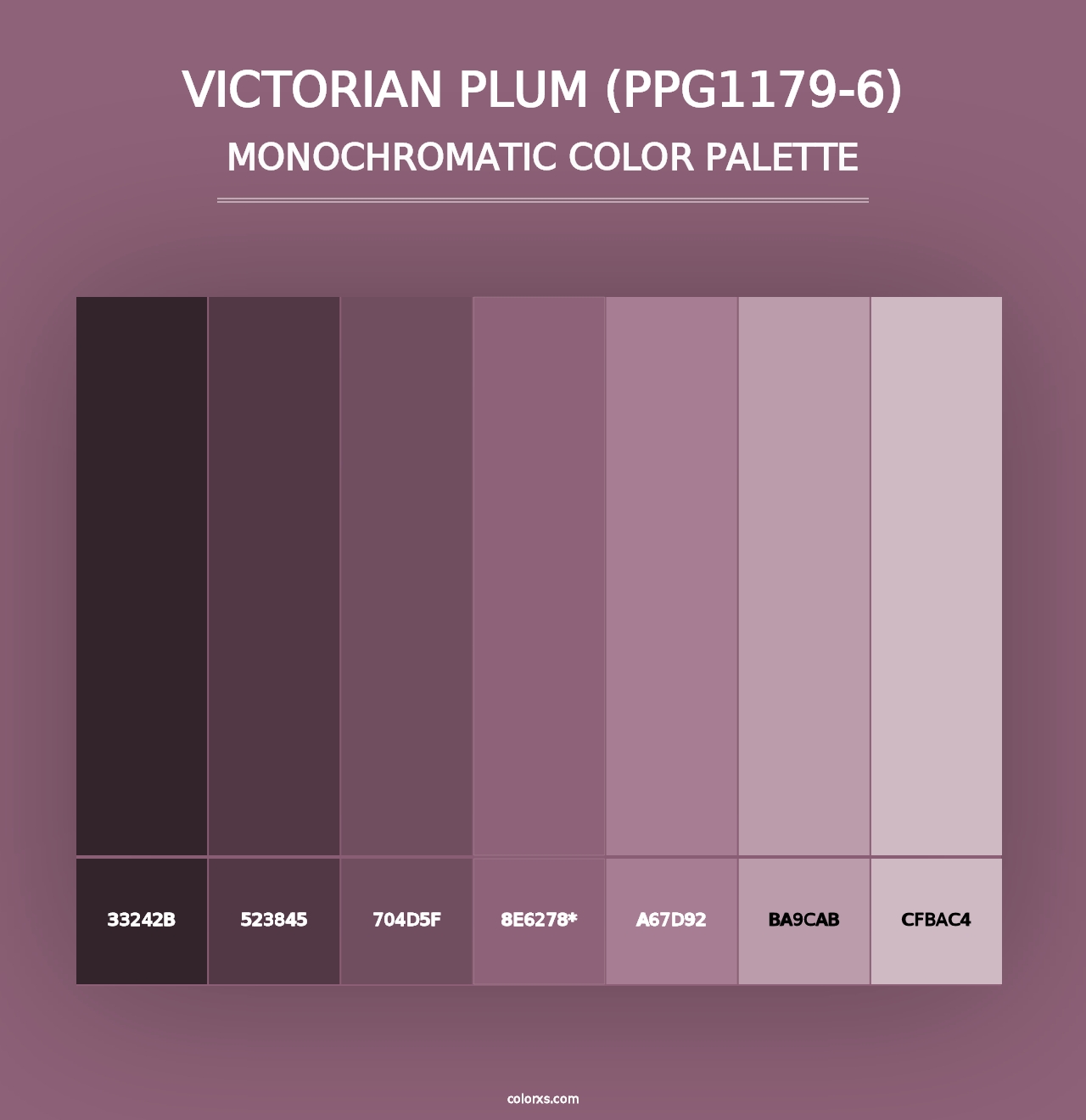 Victorian Plum (PPG1179-6) - Monochromatic Color Palette