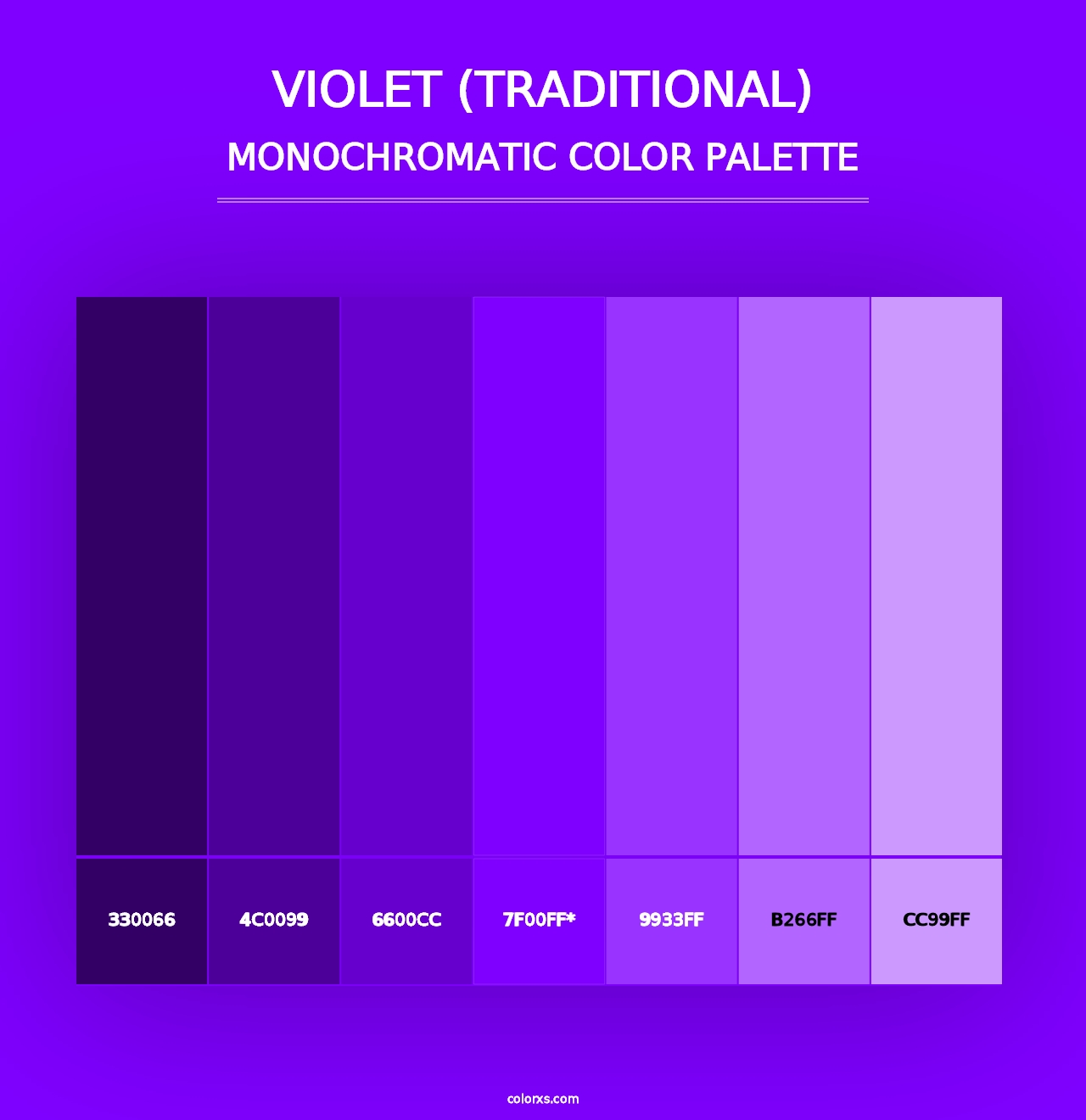 Violet (traditional) - Monochromatic Color Palette