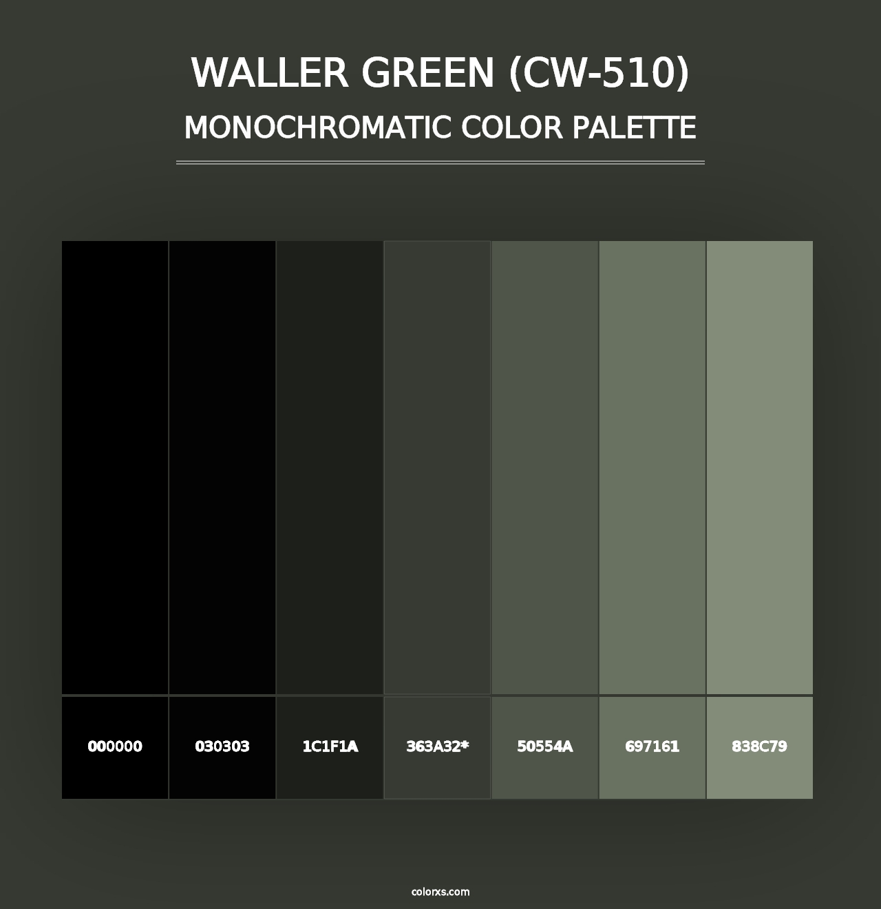 Waller Green (CW-510) - Monochromatic Color Palette