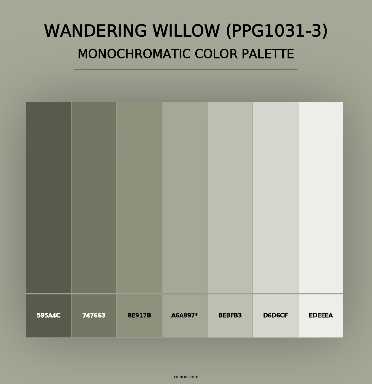 Wandering Willow (PPG1031-3) - Monochromatic Color Palette