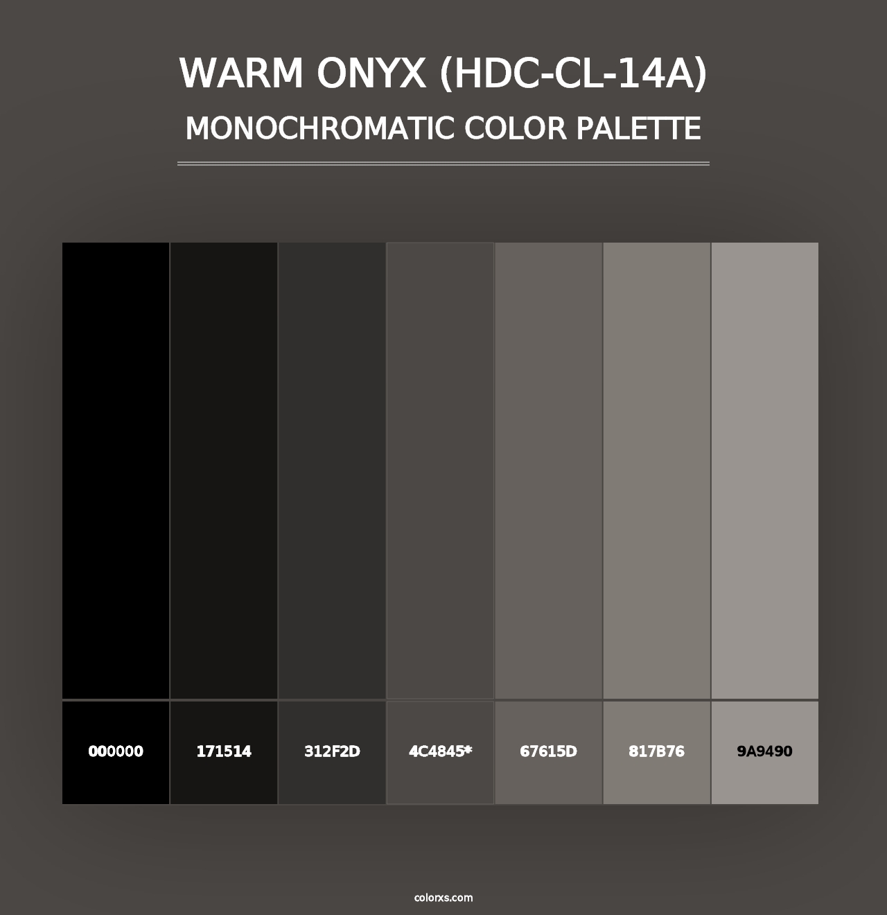 Warm Onyx (HDC-CL-14A) - Monochromatic Color Palette