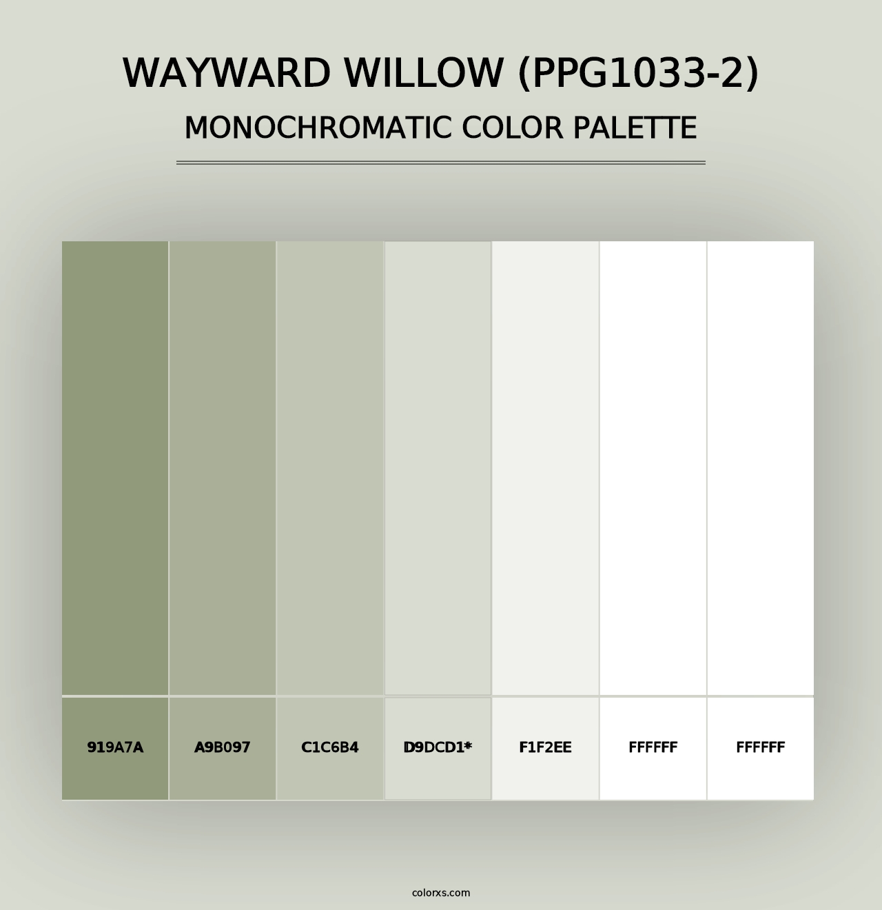 Wayward Willow (PPG1033-2) - Monochromatic Color Palette