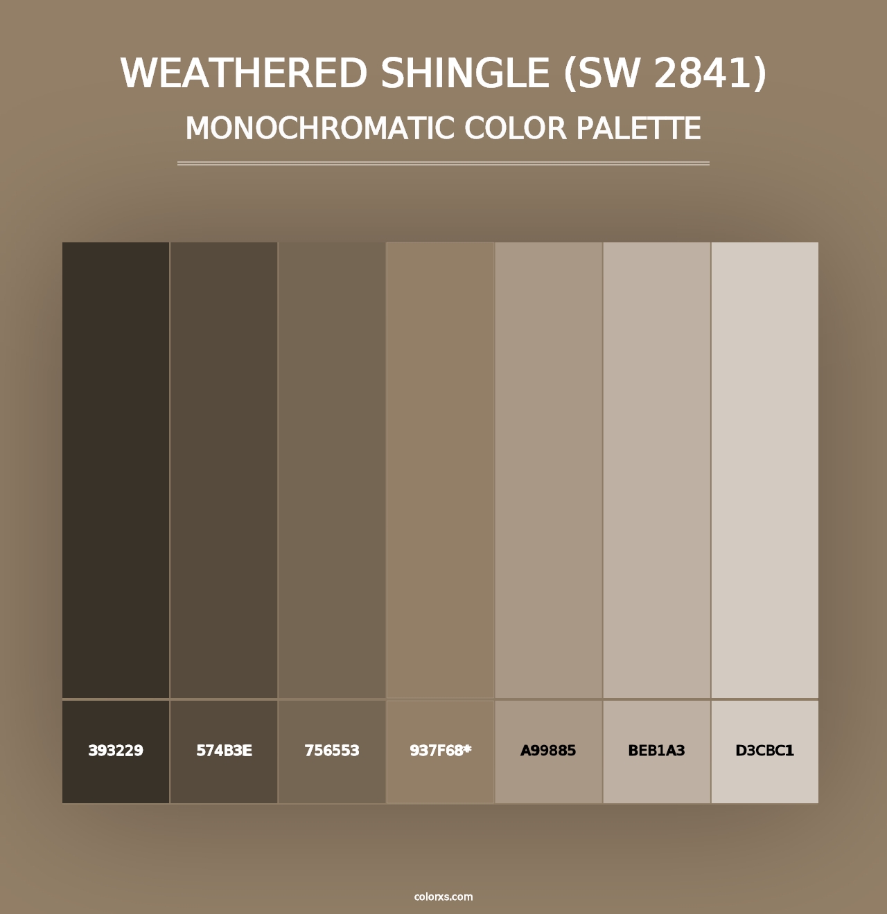 Weathered Shingle (SW 2841) - Monochromatic Color Palette